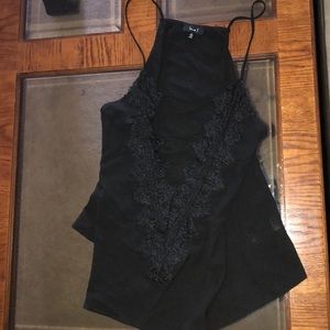 Low cut lace up tank top